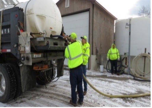 Brine loading into the truck-mounted tank