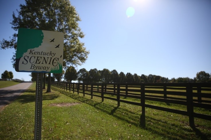 kentucky scenic byway photo beside black horsefarm fence