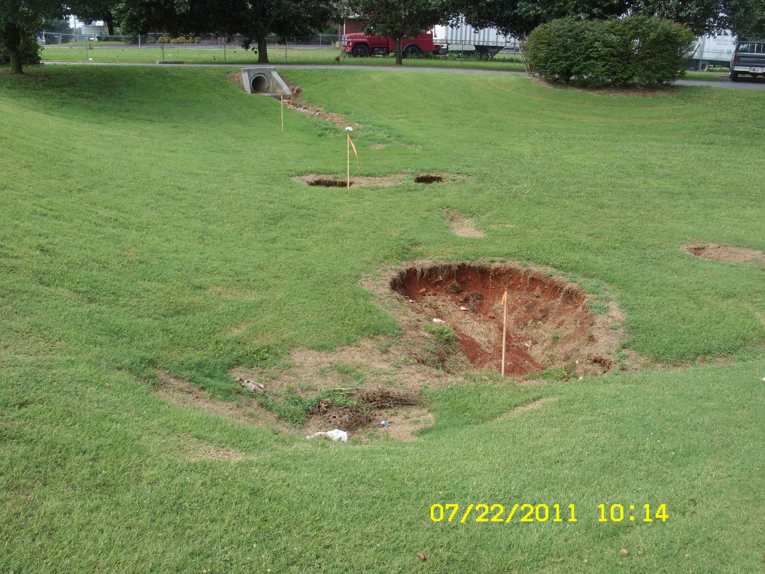 Fig 11 Sinkholes in detention basin